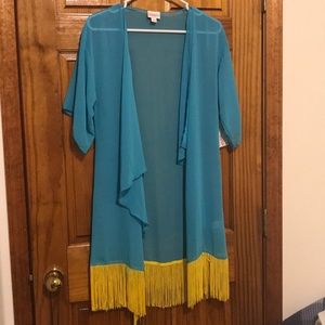 LuLaRoe Monroe small teal and yellow